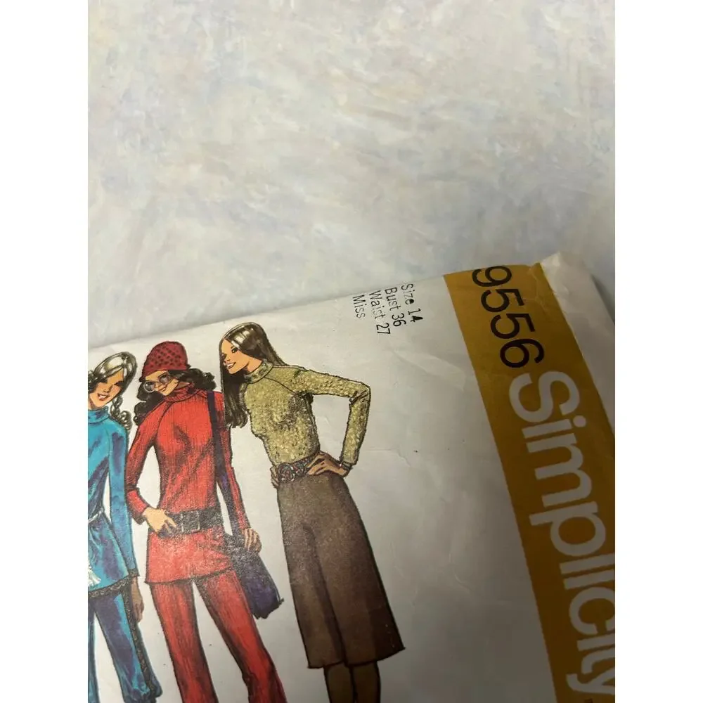 Vintage 1970's Simplicity Pattern #9556 Pants Knickers Gauchos Top‎ Miss Size 14
